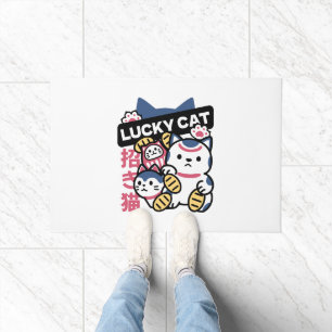 Lucky Cat Maneki Neko – Japanese Fortune Cat  Doormat