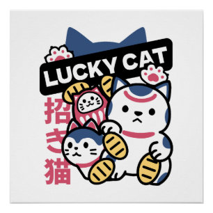 Lucky Cat Maneki Neko – Japanese Fortune Cat Poster