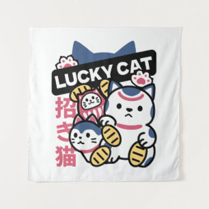 Lucky Cat Maneki Neko – Japanese Fortune Cat  Tapestry