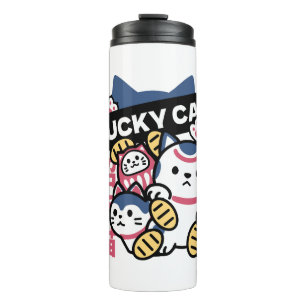 Lucky Cat Maneki Neko – Japanese Fortune Cat Thermal Tumbler