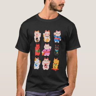 Lucky Cat Maneki Neko Japanese Kawaii Anime Art Cu T-Shirt
