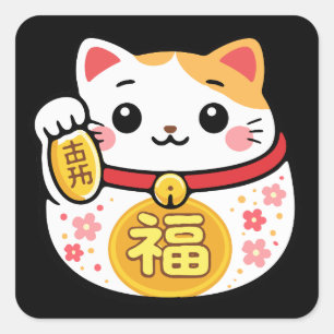 Lucky cat Maneki Neko stickers