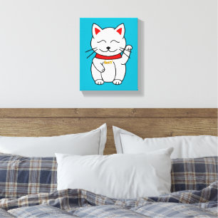 Lucky Cat Minimalist Art Canvas Print