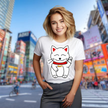 Lucky Cat Modern Minimalist Personalised T-Shirt