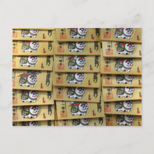 Lucky Cat Prayer Plaques: Tokyo, Japan Postcard