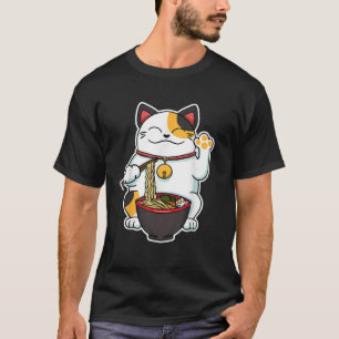 Lucky Cat Ramen Cute Japanese Noodles Food Luck Ch T-Shirt
