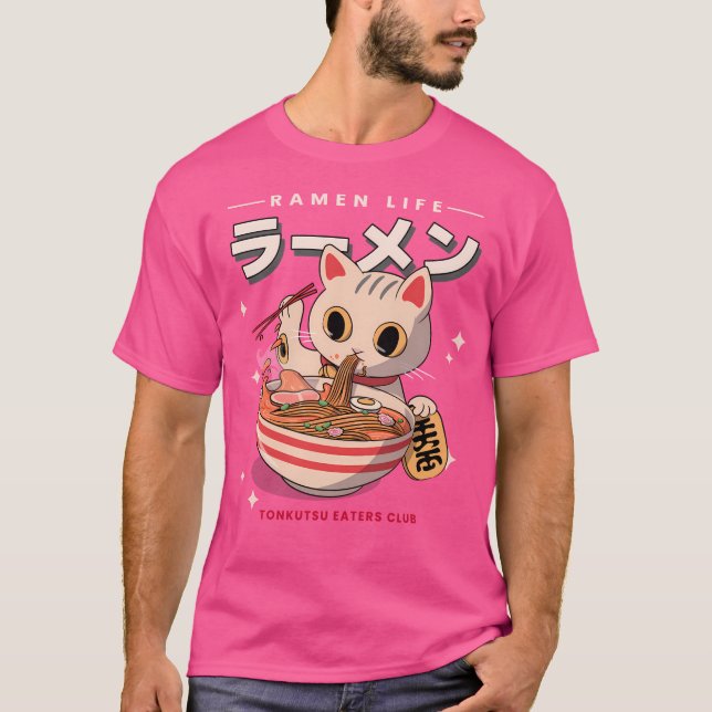 Lucky Cat Ramen Life T-Shirt (Front)