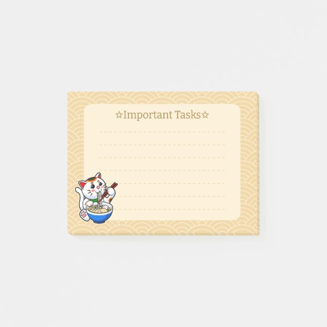 Lucky Cat Ramen Post-it Notes (Front)