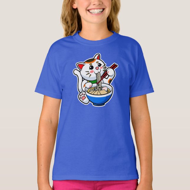 Lucky Cat Ramen Tri-Blend Shirt (Front)