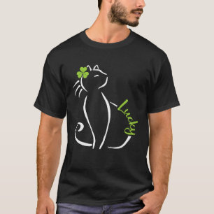 Lucky Cat St Patricks Day Cute Irish Kitten Shamro T-Shirt
