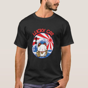 Lucky Cat & The Great Wave Japanese Style T-Shirt