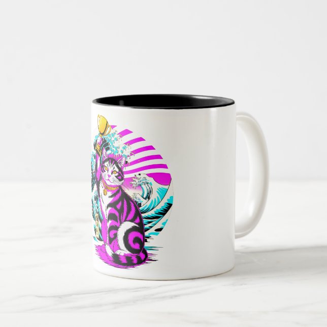  Lucky Cat Trophy Perfect Gift for Anime Fans  Two-Tone Coffee Mug (Front Right)