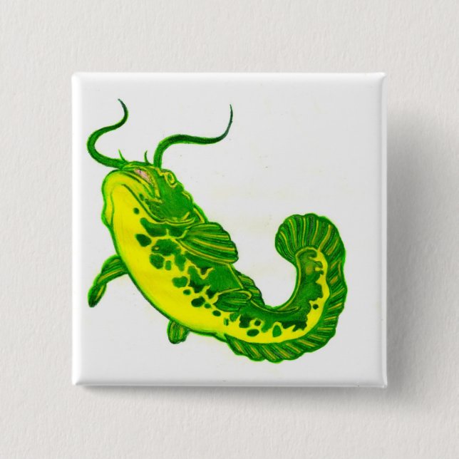 Lucky Catfish 15 Cm Square Badge (Front)