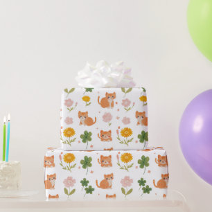 Lucky Cats and Clovers Wrapping Paper