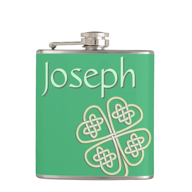 Lucky Celtic Clover Liquor Flask (Front)