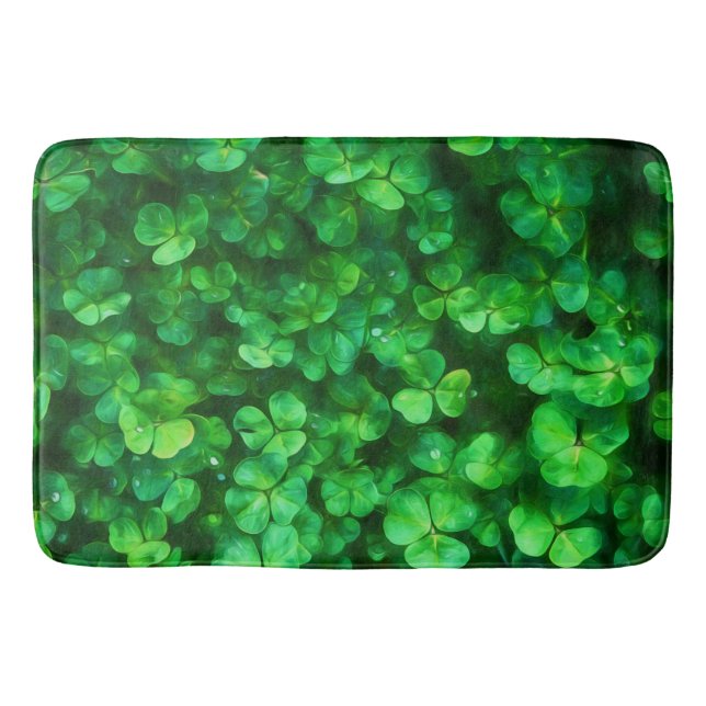 Lucky Celtic Irish Green Shamrocks Bath Mat (Front)