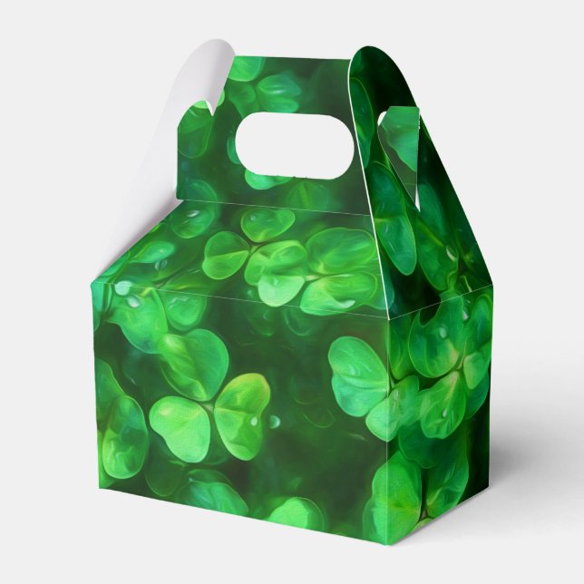 Lucky Celtic Irish Green Shamrocks Favour Box (Front Side)