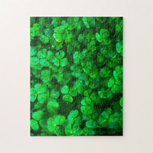 Lucky Celtic Irish Green Shamrocks Jigsaw Puzzle