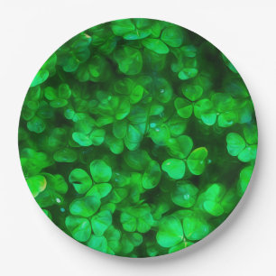 Lucky Celtic Irish Green Shamrocks Paper Plate