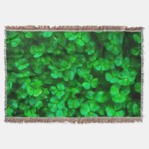 Lucky Celtic Irish Green Shamrocks Throw Blanket