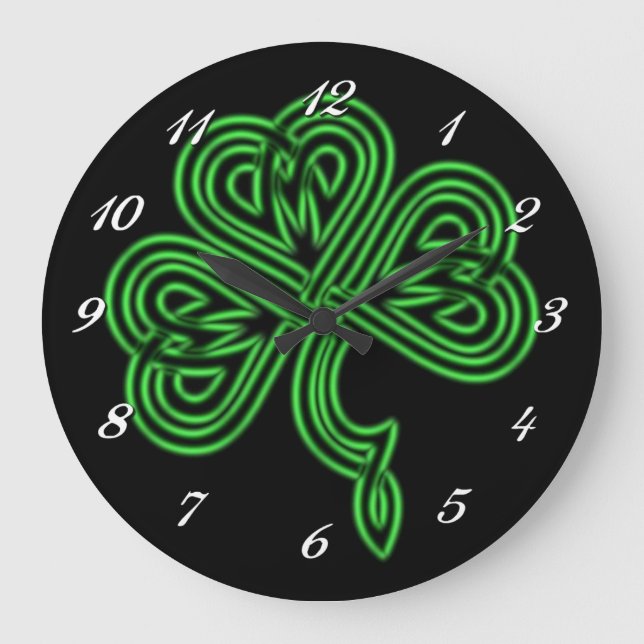 Lucky Celtic Shamrock Wall Clock (Front)