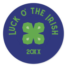 Lucky Charm Abstract 4-Leaf Clover on Blue