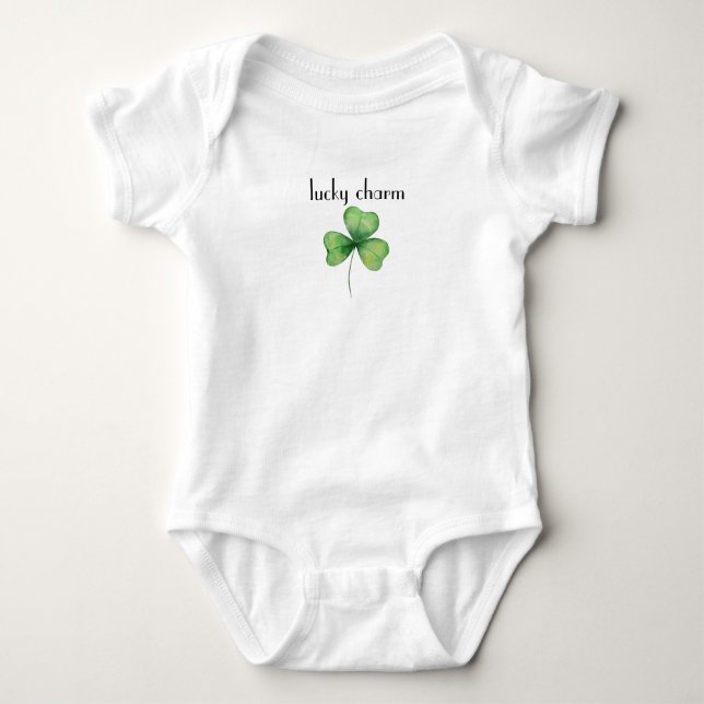 Lucky Charm Baby Bodysuit with Shamrock (Front)