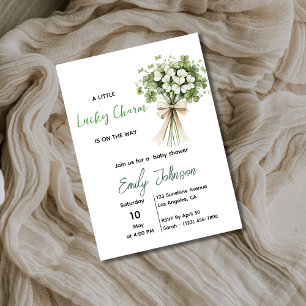 Lucky Charm Baby Shower Invitation Shamrock Green
