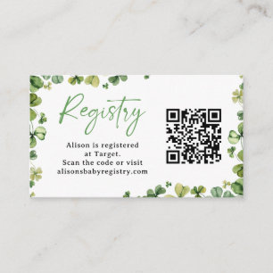 Lucky Charm Baby Shower Registry Cards
