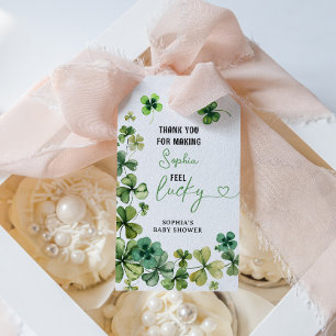 Lucky Charm Baby Shower Shamrock Clover Gift Tags