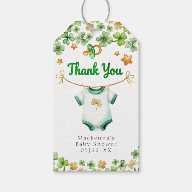 Lucky Charm Baby Shower Thank You Gift Tag (Front)