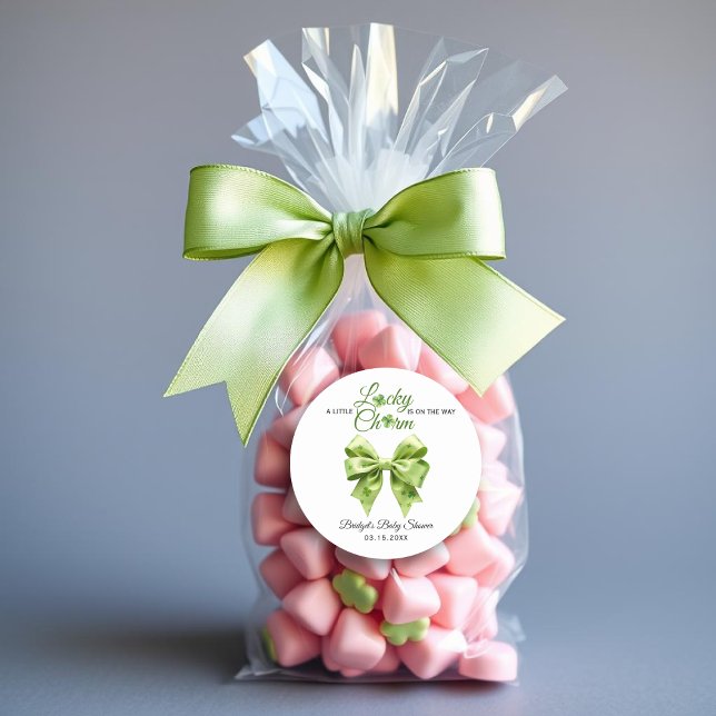 Lucky charm bow St. Patrick's Day baby shower Classic Round Sticker (Creator Uploaded)