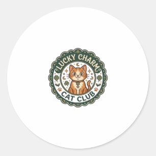 Lucky Charm Cat POD Vector Art - Lucky Charm Cat C Classic Round Sticker