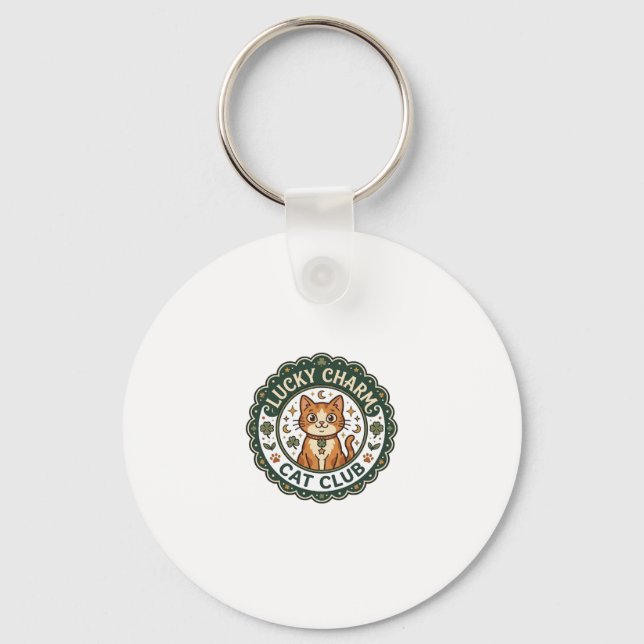 Lucky Charm Cat POD Vector Art - Lucky Charm Cat C Key Ring (Front)