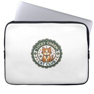 Lucky Charm Cat POD Vector Art - Lucky Charm Cat C Laptop Sleeve