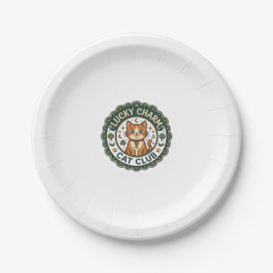 Lucky Charm Cat POD Vector Art - Lucky Charm Cat C Paper Plate
