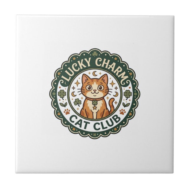 Lucky Charm Cat POD Vector Art - Lucky Charm Cat C Tile (Front)