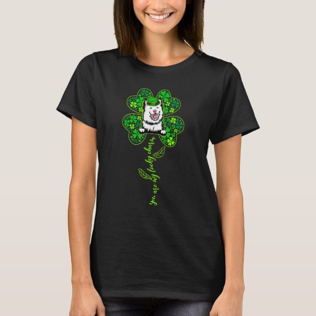 Lucky Charm Finnish Lapphund Shamrock Happy St Pat T-Shirt (Front)