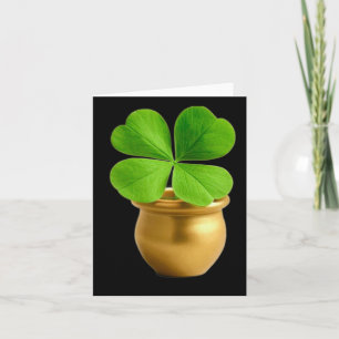 Lucky Charm Golden Pot With Four-leaf Clover St. P Card