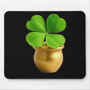 Lucky Charm Golden Pot With Four-leaf Clover St. P Mouse Pad