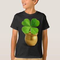 Lucky Charm Golden Pot With Four-leaf Clover St. P
