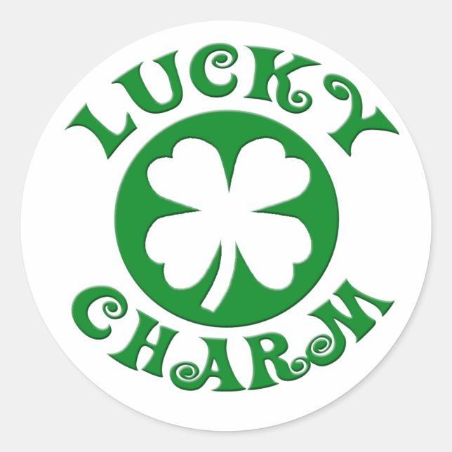 Lucky Charm Green/White Circle Classic Round Sticker (Front)