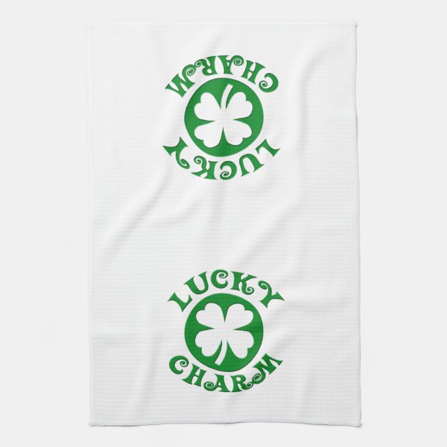 Lucky Charm Green/White Circle Tea Towel (Vertical)