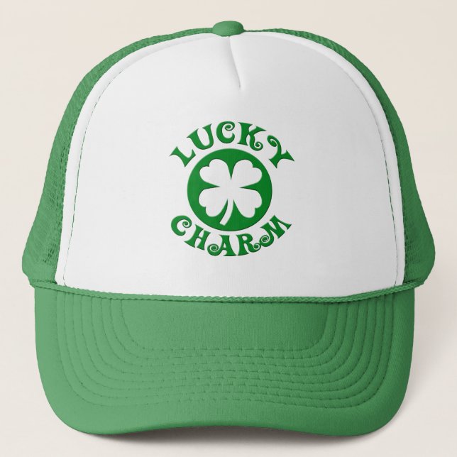 Lucky Charm Green/White Circle Trucker Hat (Front)