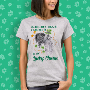 Lucky Charm Kerry Blue Terrier Irish Dog mum Funny T-Shirt