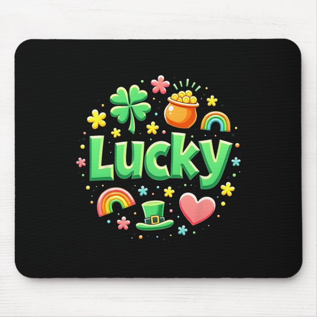 Lucky Charm Patricks Day Pot Of Gold Irish Shamroc Mouse Pad (Front)