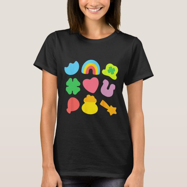 Lucky Charm Patricks Day Pot Of Gold Irish Shamroc T-Shirt (Front)