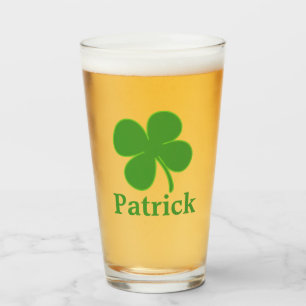 Lucky Charm: Personalised Green Shamrock Pint Glass