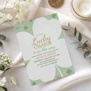 Lucky Charm Shamrock Baby Shower Invite