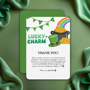 Lucky Charm Shamrock St. Patrick's Day Baby Shower Thank You Card